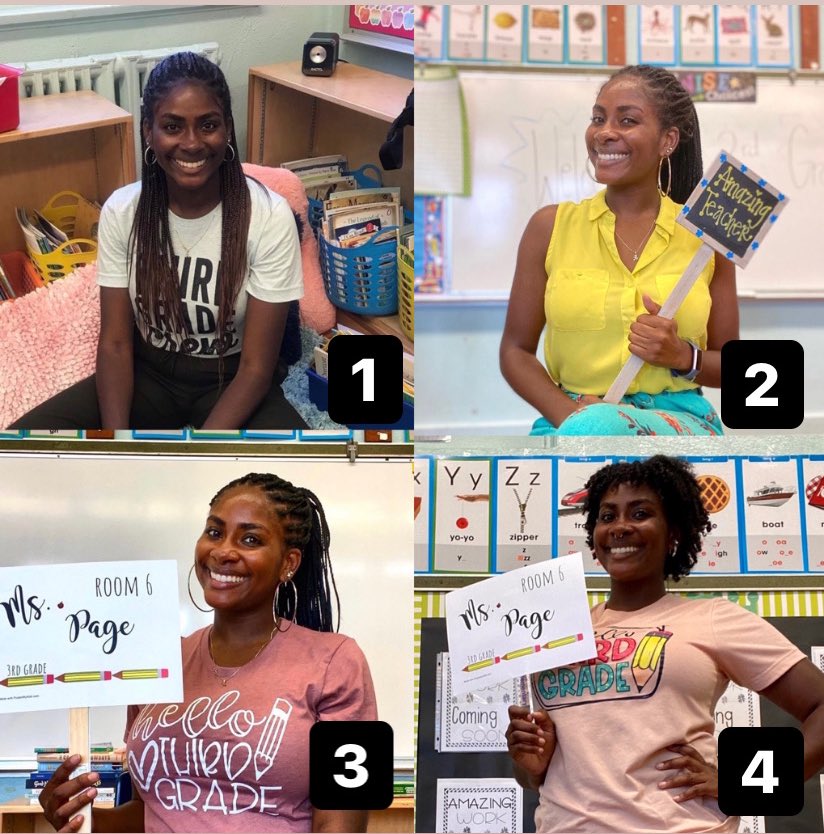 gloriapaged's tweet photo. Today I began my fourth year of teaching. Here’s a look at my first days of school for all the previous years. Here’s to hoping I maintain my smile throughout the school year 😁 #youngblackeducator #thirdgrade 👩🏾‍🏫🍎✏️ https://t.co/zQLrPGfHbG
