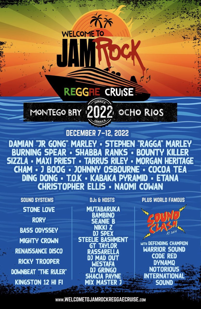 MastaSimon's tweet photo. 俺らも乗る事になりました！
Mighty Crown will be onboard !! 
JamRock Cruise 2022 !! https://t.co/LSxGXXKg1v