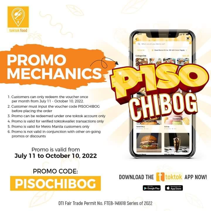 SiomaiPinoy's tweet photo. PISOCHIBOG is back for round 3😋😋

Download the  toktok app and use code 1111667746 to register

ORDER now‼️

#toktok #toktokfood #pisochibog #promo #milktea #teriyaki #ebi #ebitempura #gongcha #marugameudon #ramen #seafood #food #piso https://t.co/IZkQ1Z1h3I