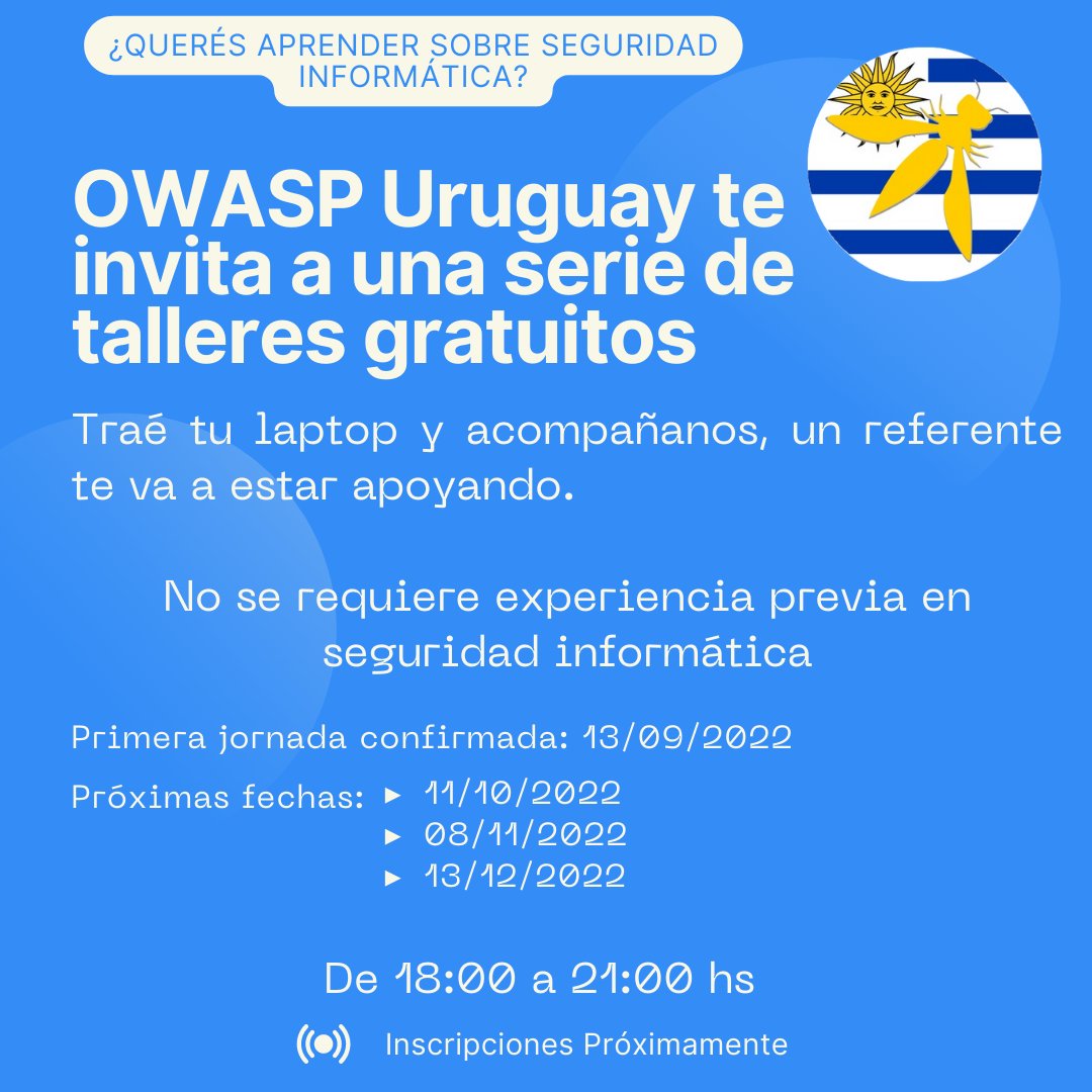 Adelanto de la nueva modalidad de eventos a sumar. 
¡A la brevedad anunciamos detalles de la primera jornada!
#owasp #appsec #meetup