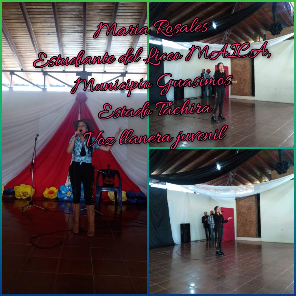 LICEOMAICA's tweet photo. Orgullosos de nuestra estudiante de 5to año María de los Ángeles Rosales representara a Táchira en Caracas en la voz corazón llanero juvenil felicitaciones emocionados, hermosa voz miles de bendiciones @ZonaEducTachira @MPPEDUCACION @FreddyBernal @Berzabethg1 @AndoBarrera https://t.co/6kmuKC23wD