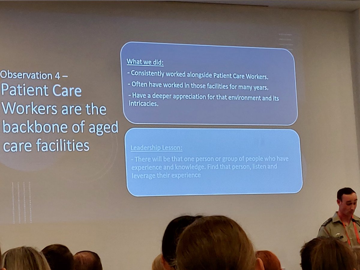 <a href="/BenJenkinsRN/">Ben Jenkins</a> great insights into  leading the Op Aged Care Assist, @acn_tweet #NNF2022 Military Faculty  conference
