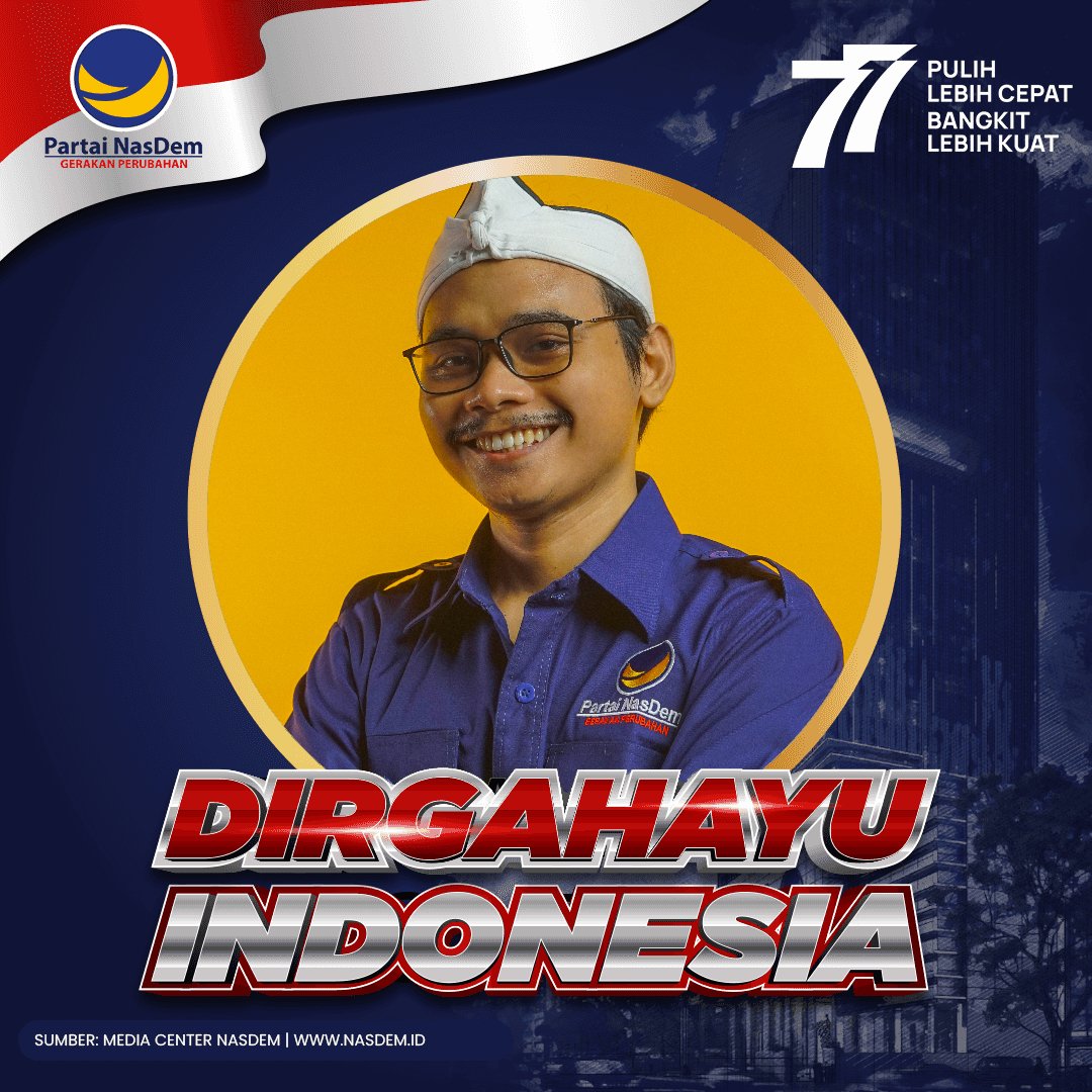 Pulih lebih cepat bangkit lebih kuat. 
Selamat ulang tahun negeri ku tercinta Republik Indonesia yang ke 77 Tahun. 🇲🇨🇲🇨🇲🇨

#nasdem #nasdemantimahar #nasdempartaiku #nasdemmuda #partainasdem #dirgahayuindonesia #dirgahayu #dirgahayu77 #indonesia #politikindonesia #nusantara