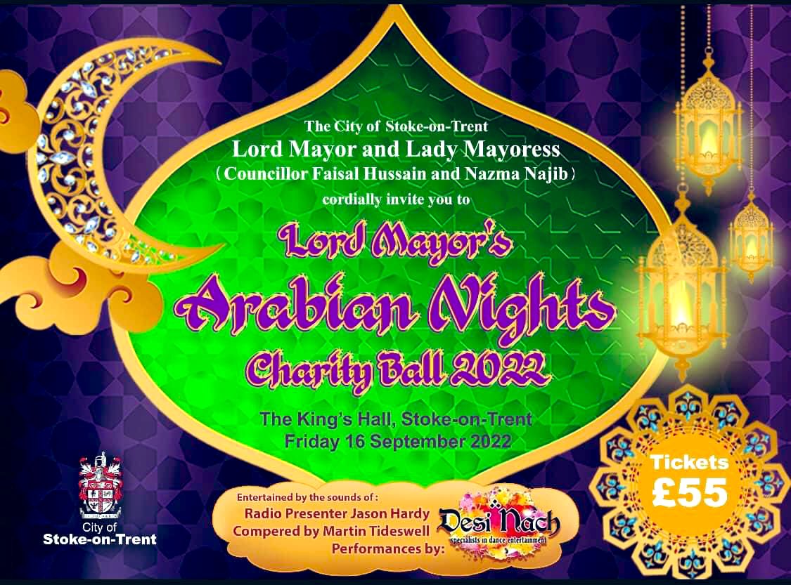 Delighted to be compère for Lord Mayor <a href="/faisal_hussa1n/">Faisal Hussain</a>’s ‘Arabian Nights Charity Ball’ in September in aid of the mighty <a href="/HUBBFoundation_/">The Hubb Foundation</a> and @BFNW. For tickets, telephone the Office of the Lord Mayor on 01782 236663 or email: lord.mayor@stoke.gov.uk 
Hope to see you there!🥂