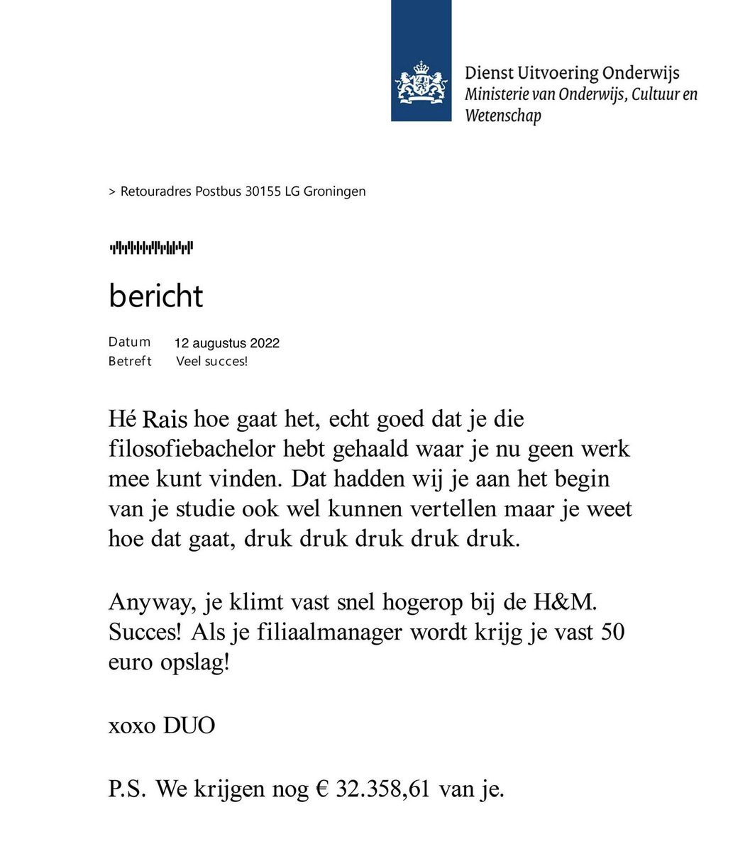 ddommestein's tweet photo. Vandaag een brief van @Duostudent gekregen. Wat een onzin allemaal. Ik wordt toevallig wel hoofd omroepster bij Ongeheurd Nederland hoor! Ik heb namelijk een PhD. https://t.co/rQvmzG2pN0