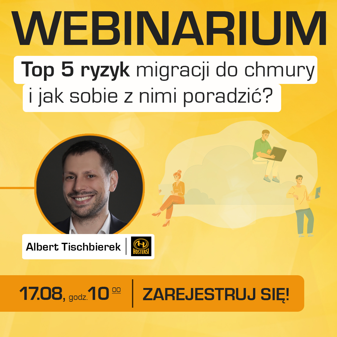 📣Zapraszamy na webinar, w ramach którego Albert Tischbierek opowie o zagrożeniach, które niesie ze sobą wykorzystanie chmury, oraz sposobach na ich minimalizację. 
🟧Zarejestruj się: bit.ly/Top5ryzyk
🟧Data: 17.08, godz. 10.00