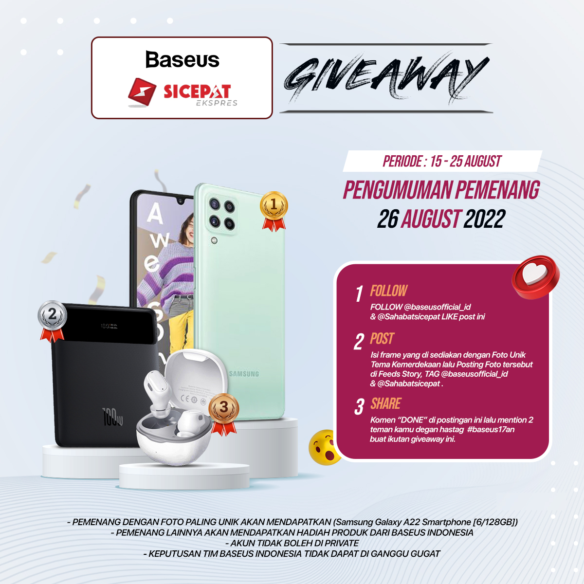 Cuma mau ngasih tahu aja nih kalau di Instagramnya 
<a href="/baseusid/">Baseus Indonesia</a> lagi ada Giveaway HP, yang punya kuota tapi gapunya HP yuk ikutan 

instagram.com/p/ChSMoXgv1GR/…