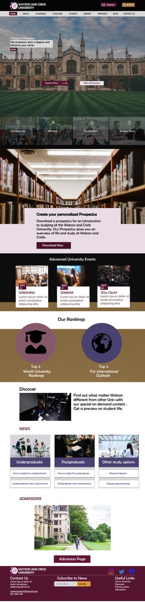 rxZainabSemiu's tweet photo. My week 4 progress of the #9weeksofdesign with @beomafav
Task: Design a Full University landing page. (Desktop view)
Your thoughts??
#uiuxdesign #uidesign #productdesign #nocode #design #ui  #techtwitter #figma #tech https://t.co/XZNKsSuoJ1