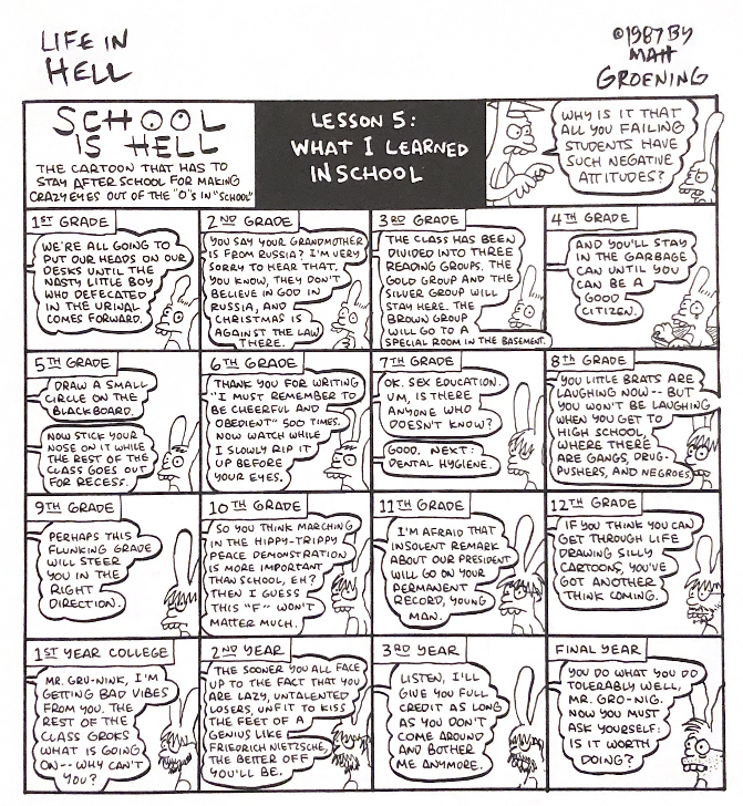 Matt Groening's Life In Hell on Twitter "School Is Hell, Lesson 5