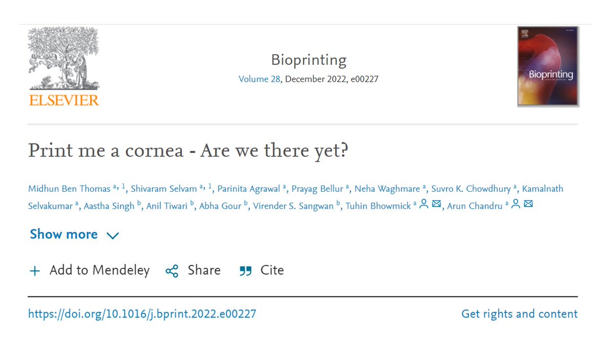 C-CAMP (@ccamp_india) on Twitter photo Biofabrication of tissues for biomedical applications has garnered momentum
In this review article, CCAMP startup #Pandorum delves into recent advances in bioprinted cornea technologies, feasibility in corneal transplantation & lacunae
Read sciencedirect.com/science/articl…
<a href="/Taslimarif/">Dr. Taslimarif Saiyed</a> Biofabrication of tissues for biomedical applications has garnered momentum
In this review article, CCAMP startup #Pandorum delves into recent advances in bioprinted cornea technologies, feasibility in corneal transplantation & lacunae
Read sciencedirect.com/science/articl…
<a href="/Taslimarif/">Dr. Taslimarif Saiyed</a>