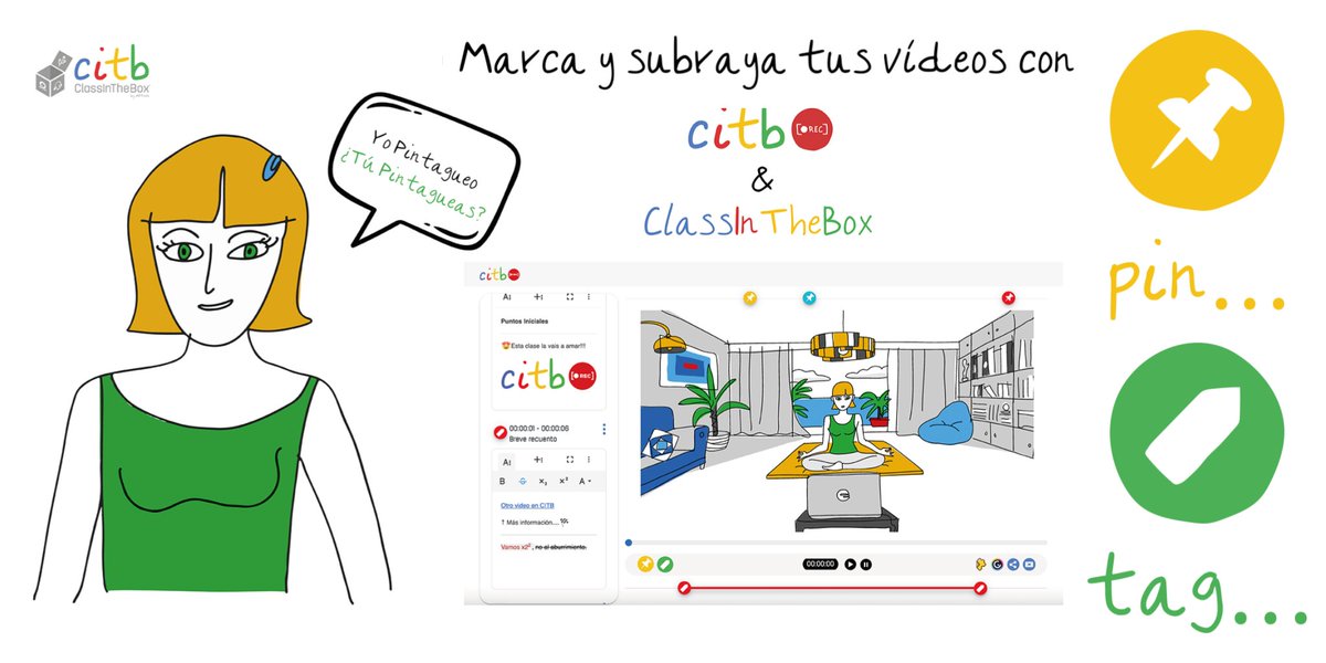"Pintaguear" consiste en poner pins y tags a un vídeo, marcando partes, subrayando (literalmente😜), añadiendo información, adaptándolo para hacerlo más accesible, enriqueciéndolo y optimizándolo. Descubre su potencial a partir del lunes 22 con #citbREC🔴! #videotransmedia