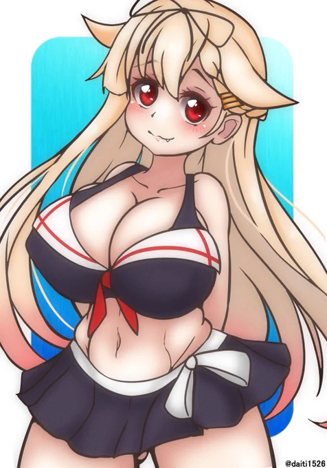 水着夕立ちゃんマフラー(?)は意図的に描いてない! 