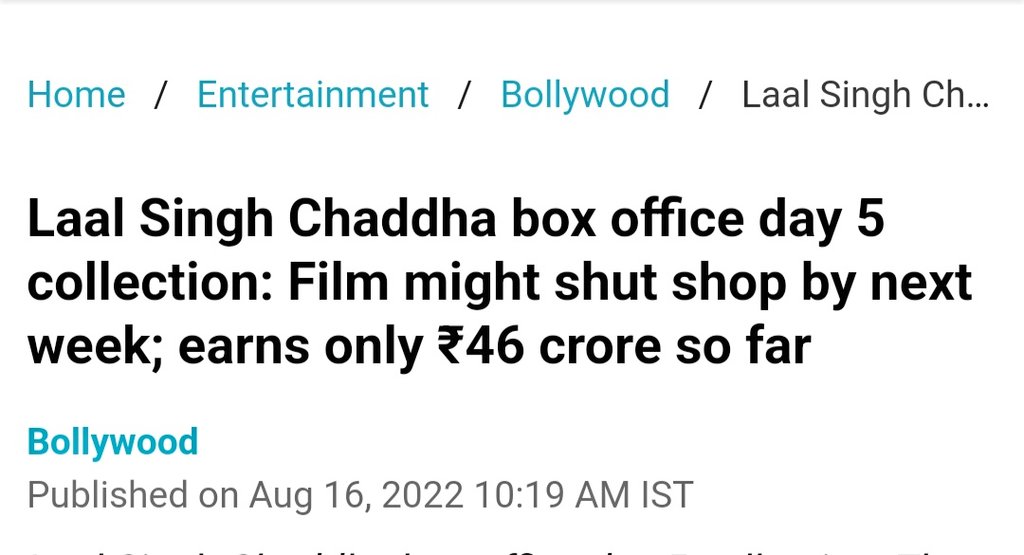 Dear Gangs of Bully-wood.. Remember this the next time you think about insulting #India & #SanatanDharm

#LaalSinghChaddha is a certified Disaster now !  😂

#LSCkeLLG
#BoycottPathaan
#BoycottBrahmastra
#BoycottVikramVedha
#BoycottLalSinghChaddha
#BoycottbollywoodForever