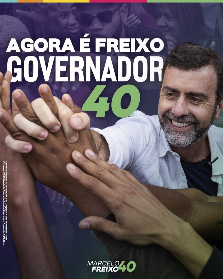 Agora já posso falar: vote Marcelo Freixo 40 pra Governador! Vamos juntos, de mãos limpas, virar a página no RJ!