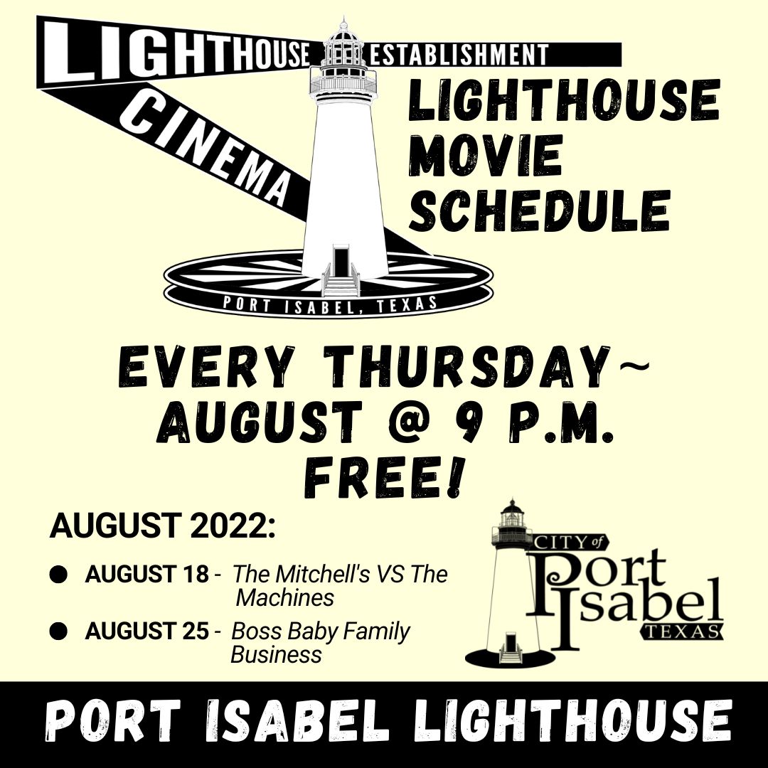portisabeltexas's tweet photo. Movies at the historic Port Isabel Lighthouse! Thursday, August 18, 9 p.m. "The Mitchell's VS the Machines"! Free admission. Pets allowed, but must be leashed and picked up after.
#TxHistComm #Lighthouse #PortIsabel #TexasToDo #Downtown #SoPadre #SPI #MitchellsVSMachinesMovies https://t.co/j0TNmcXyy7
