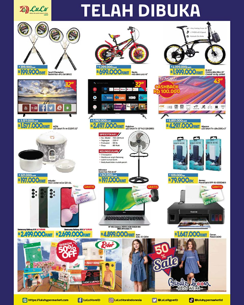 LuLuHyperID's tweet photo. 🎉TELAH DIBUKA🎉
LULU MEGA BEKASI HYPERMALL
Dapatkan Promo Katalog edisi pertama Opening #LuLuStoreID @megabekasihypermall
Ayo segera datang ke toko baru kita dan dapatkan promo promo menariknya yaaa😁👍 https://t.co/48L6XK2Zld