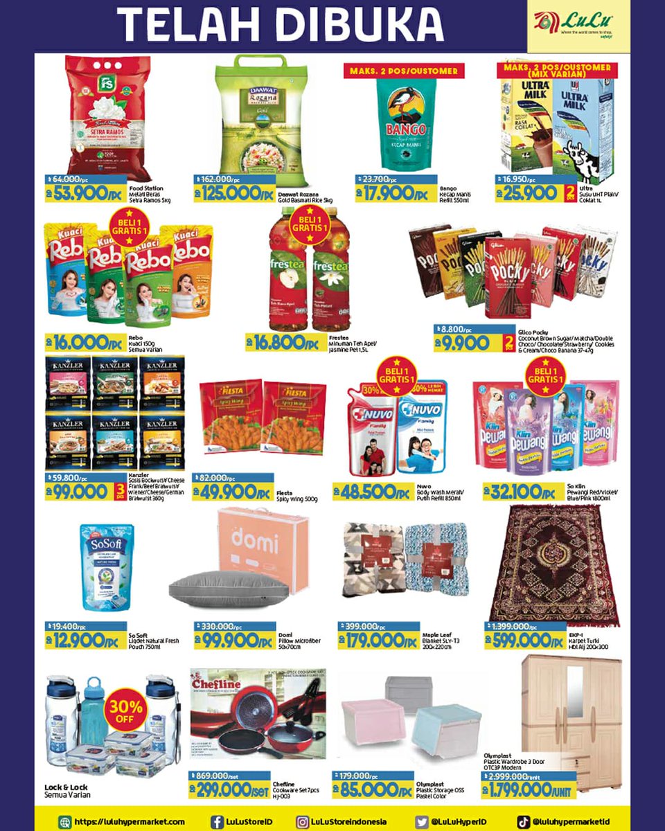 LuLuHyperID's tweet photo. 🎉TELAH DIBUKA🎉
LULU MEGA BEKASI HYPERMALL
Dapatkan Promo Katalog edisi pertama Opening #LuLuStoreID @megabekasihypermall
Ayo segera datang ke toko baru kita dan dapatkan promo promo menariknya yaaa😁👍 https://t.co/48L6XK2Zld