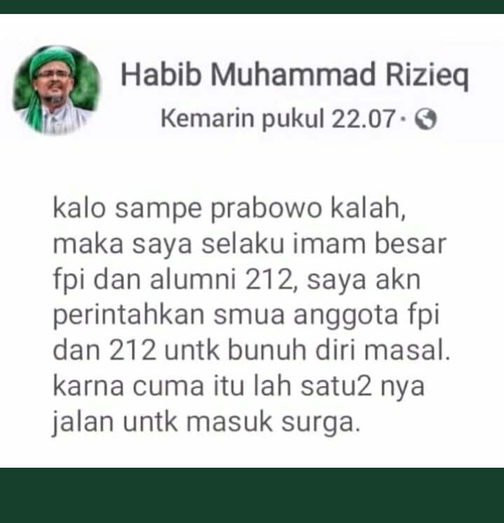 Jumianto_RK's tweet photo. Sejak Prabowo kalah di Pilpres 2019 hingga nyapres lagi di Pilpres 2024, kalian yang diperintah Rizieq belum juga bunuh diri masal

Kayak nya kadrun belum siap ketemu 72 bidadari 😁😂😂 https://t.co/4AQ6f4ohqH