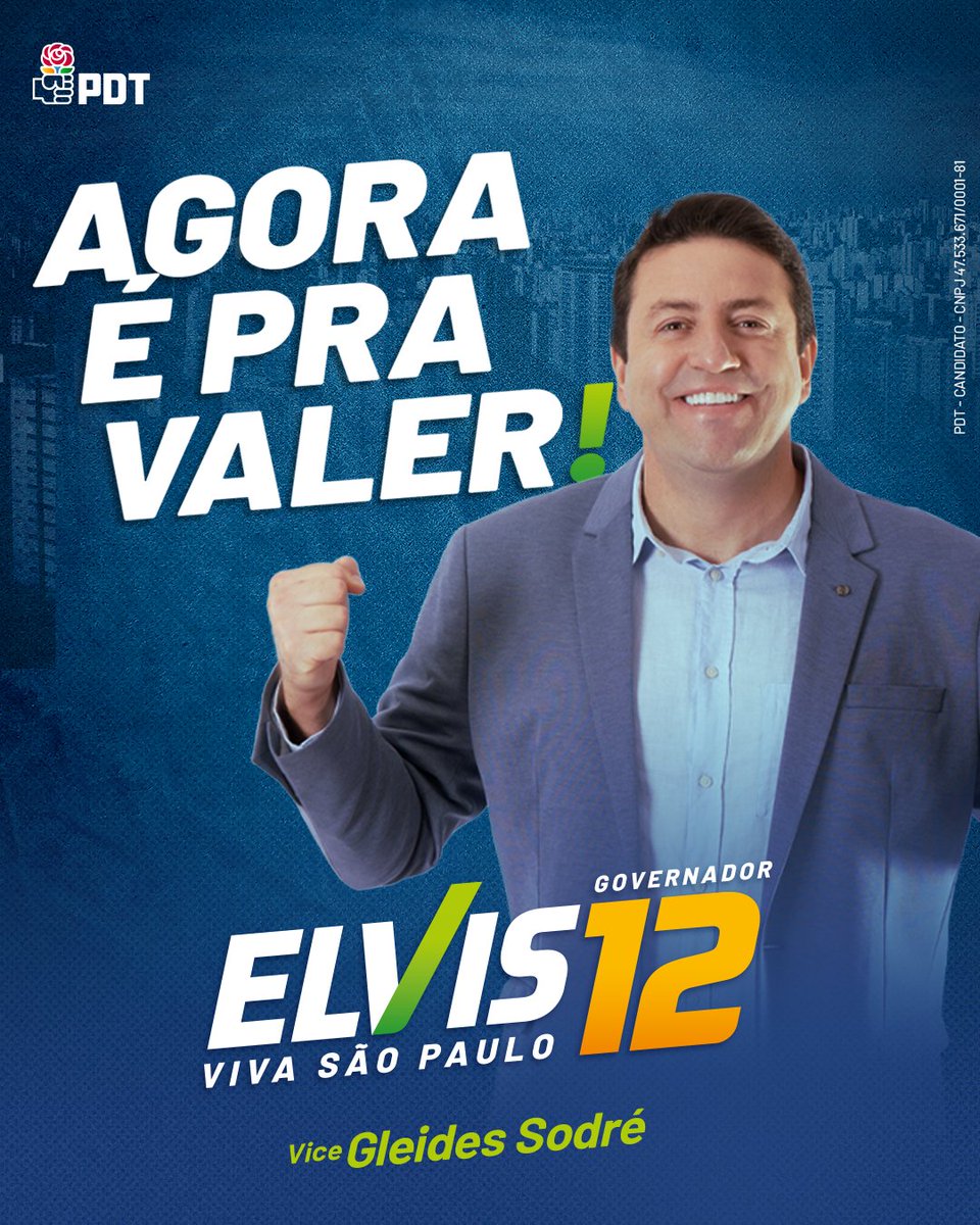ElvisCezar_ofc's tweet photo. Foi dada a largada!

Nossa campanha para o governo de São Paulo está na rua! Vamos juntos transformar o estado e resgatar o seu protagonismo.

Elvis fez e faz! É 12, é El✅is! ✌️

#ElvisGovernador12 #VivaSP https://t.co/XpAZxyjqSu