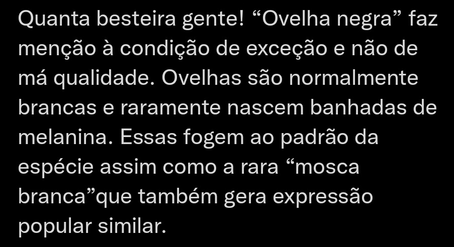 kaysh____'s tweet photo. @oheteropoc @quem82 @Metropoles Nesse mesmo sentido existe a expressão "corvo branco/albino" bastante usada fora do Brasil e comumente traduzida para "Ovelha Negra". https://t.co/L6e38HlHQ5