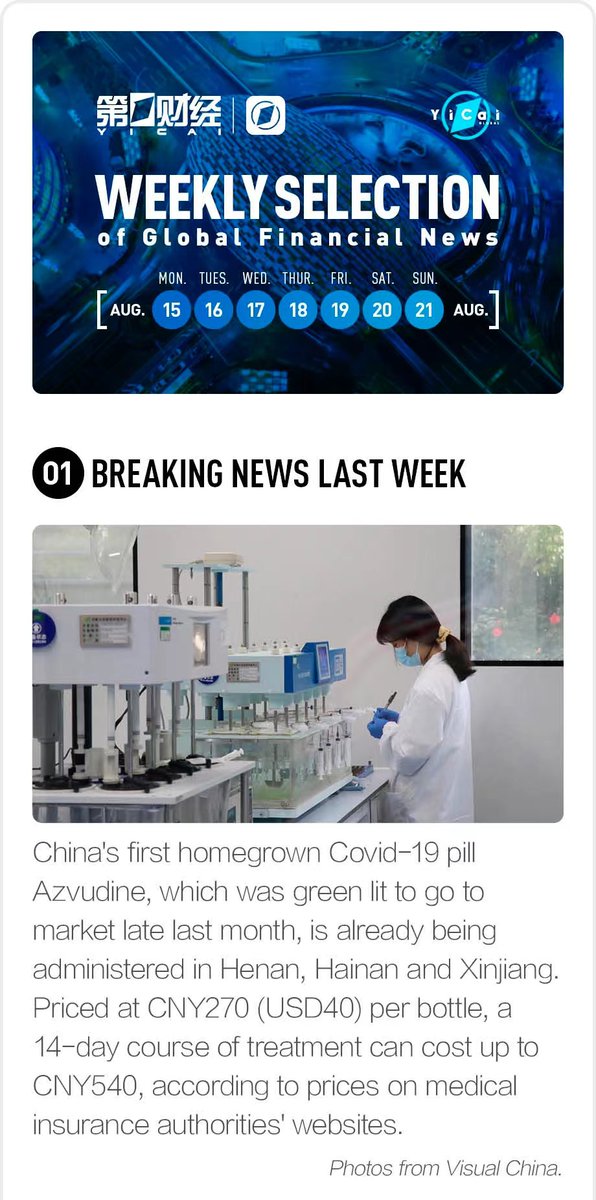 yicaichina's tweet photo. What's happening around us? Check Yicai's Weekly selection ended August 21 to see global financial news, breaking data, and more. #WeeklySelection #WorldNews #BreakingData https://t.co/2pWJnoFDgs