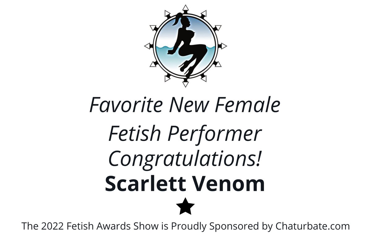 CONGRATULATIONS to <a href="/ScarlettVen0m/">S𝓬𝓪𝓻𝓵𝓮𝓽𝓽 V𝓮𝓷𝓸𝓶 ✨</a> the Winner of the Favorite New Female Fetish Performer Award at the 5th Annual #FetishAwards Sponsored by <a href="/chaturbate/">Chaturbate.com</a>