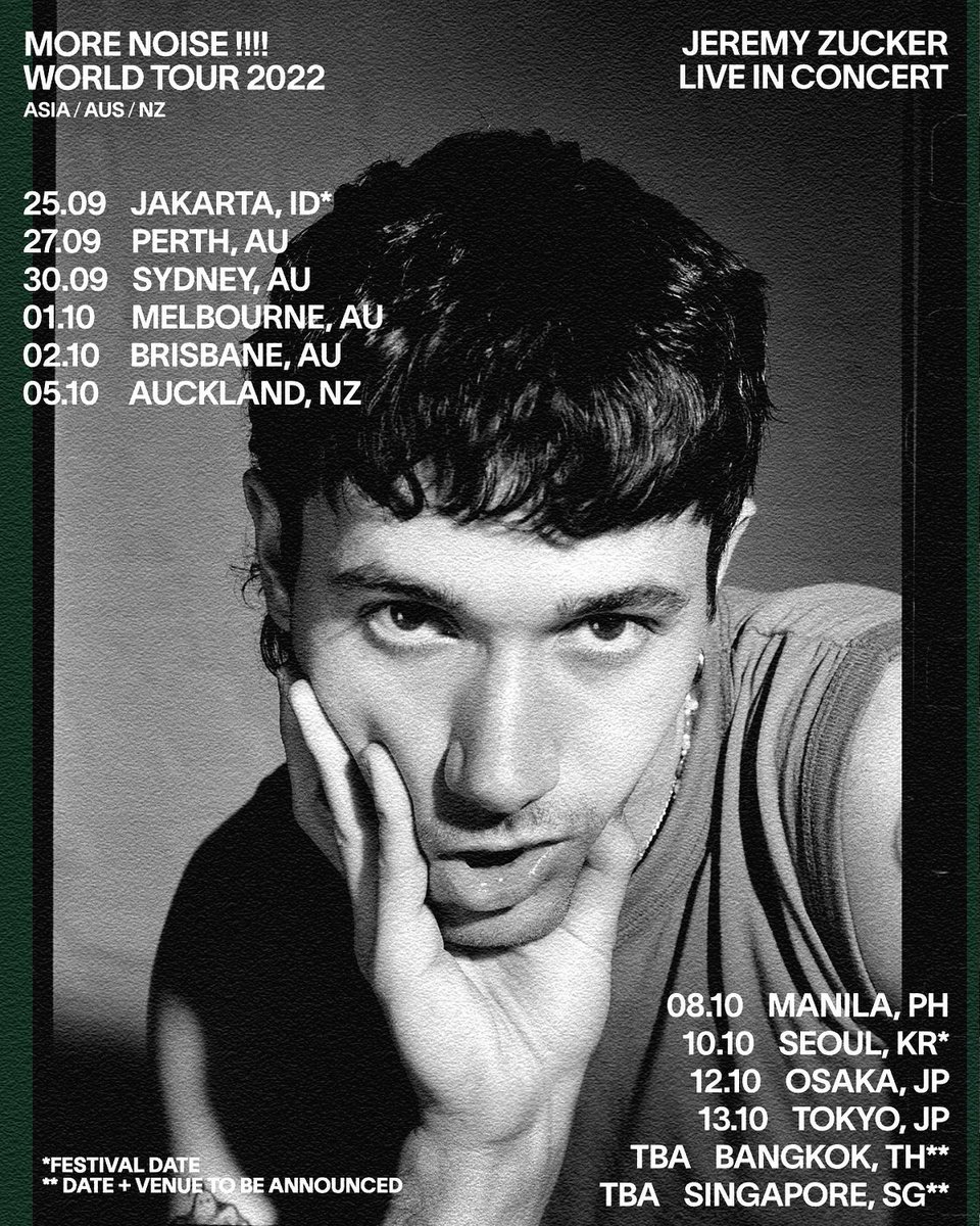 jeremyzucker's tweet photo. ASIA AUSTRALIA &amp; NEW ZEALAND I CANNOT WAIT TO SEE YOU ALL

https://t.co/r00l5PxKEO https://t.co/Uou0wqdnpl