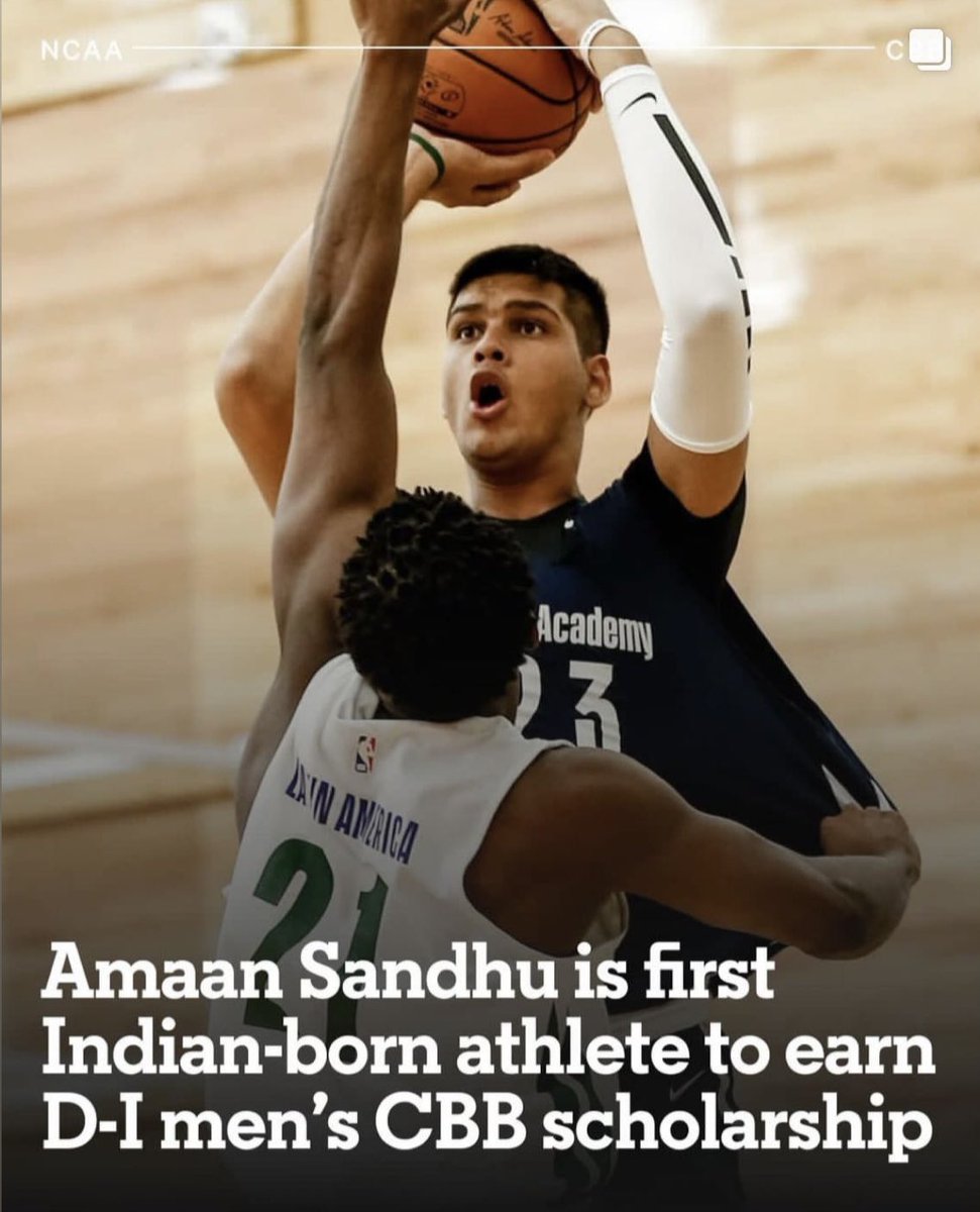 Making history 7'0  <a href="/AmaanSandhu23/">Amaan Sandhu</a> <a href="/MonmouthBBall/">Monmouth Basketball</a> <a href="/NBAIndia/">NBA India</a> <a href="/timesofindia/">The Times Of India</a> <a href="/overtime/">Overtime</a> <a href="/TheAthleticNBA/">The Athletic NBA</a>  becomes the first Indian born athlete to earn a Division 1 Men's Basketball Scholarship❗️

#BallBeyond #Basketball #global #india #history #scholarship #commited