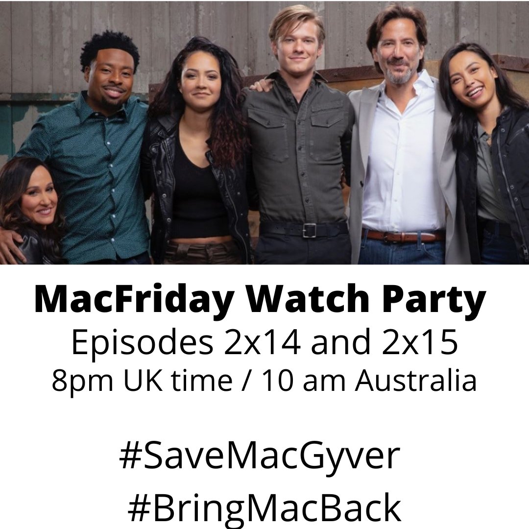 Just a reminder about today's watch party happening later today!! Stream episodes if you can. You can use some of our other # including those targeting specific streaming networks but no more than 2 # per tweet!! #SaveMacGyver #BringMacBack