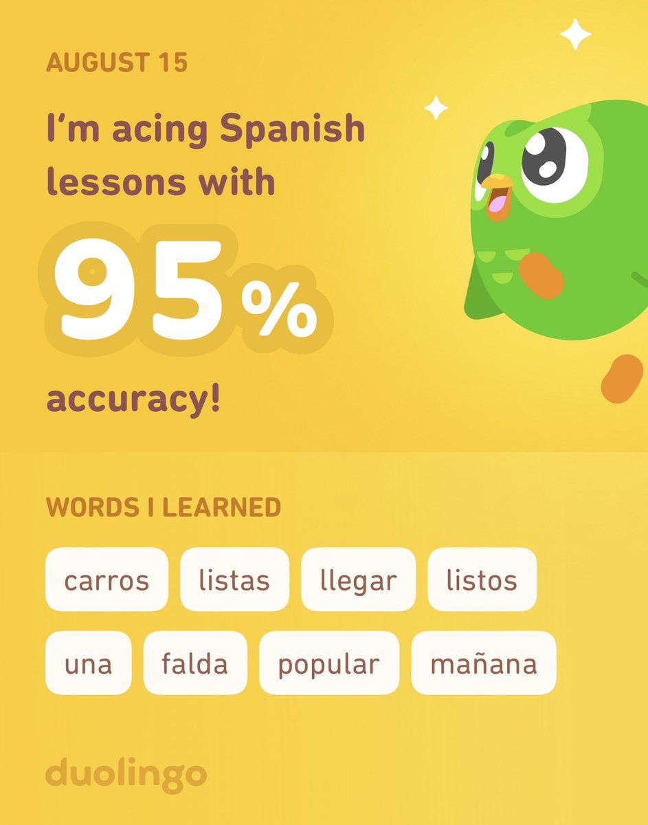 macdonkt's tweet photo. I’m learning Spanish on Duolingo! It’s free, fun, and effective. https://t.co/ztPF6odxyS