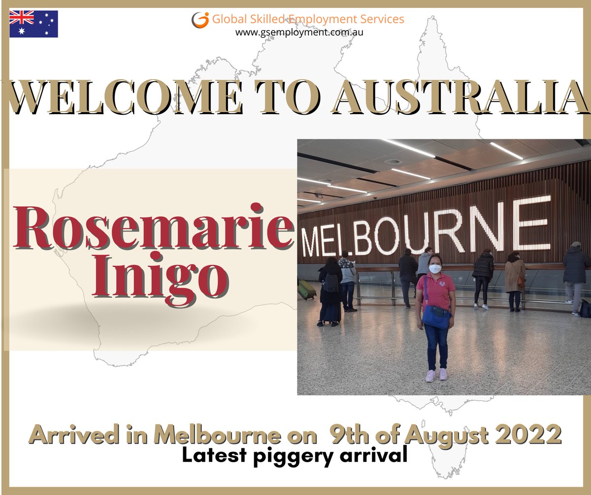 GlobalSkilled's tweet photo. ~ Rosemarie Inigo~
LATEST PIGGERY ARRIVAL
Arrived in Melbourne on 9th of August 2022
Welcome, Rosemarie‼️
https://t.co/UJzc8JFgt0
All the best -  Mmsa Gses Staff
#PIGGERY #PiggeryFarm #pigfarming #pigfarmers #pigs #meat #Philippines #australia https://t.co/uOridpqYrl
