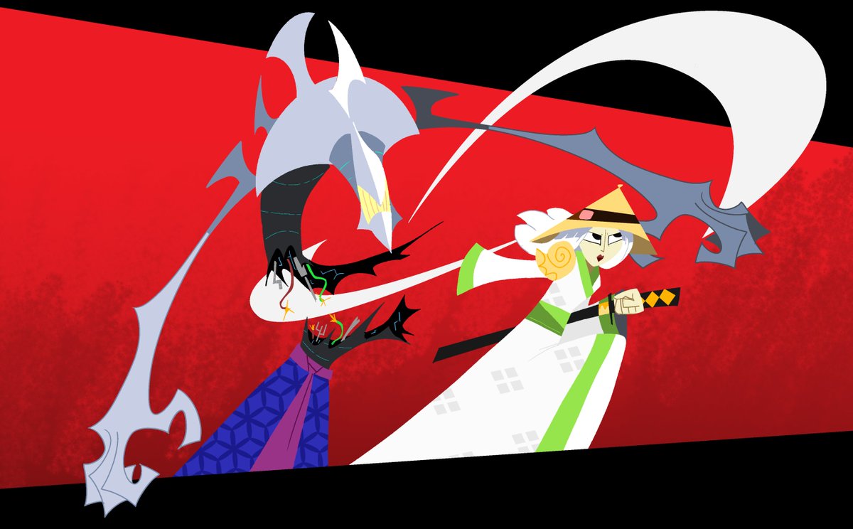 EdspearArt's tweet photo. So I accidentally did a bit of #mtg artwork in a samurai jack style a little while ago and posted it on tumblr. #ArtistOnTwitter what do you all think? https://t.co/nt0Q1ec7hg