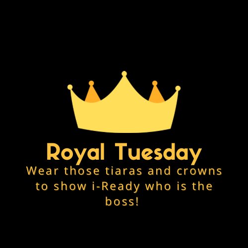 Tomorrow will be rather regal at NMS on day 2 of our i-Ready spirit week! 👑