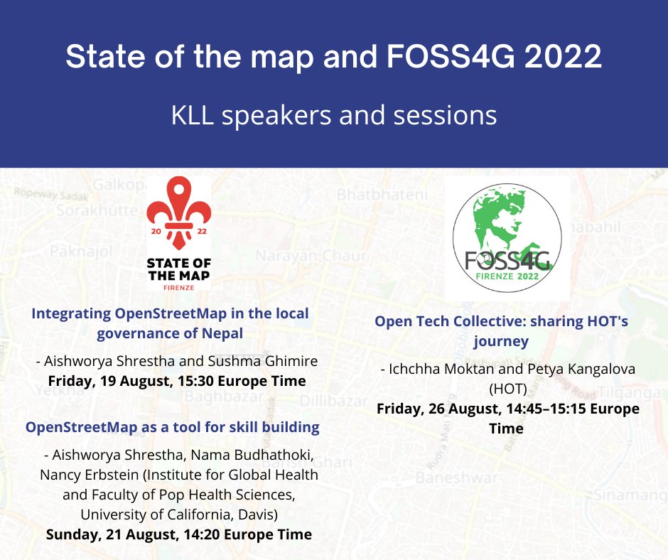 State of the Map 2022 and FOSS4G are around the corner. We are excited to share three of our recent works at the conferences. Join our sessions if you are attending and come for a chat afterward. :’)

#FOSS4G #SOTM22
