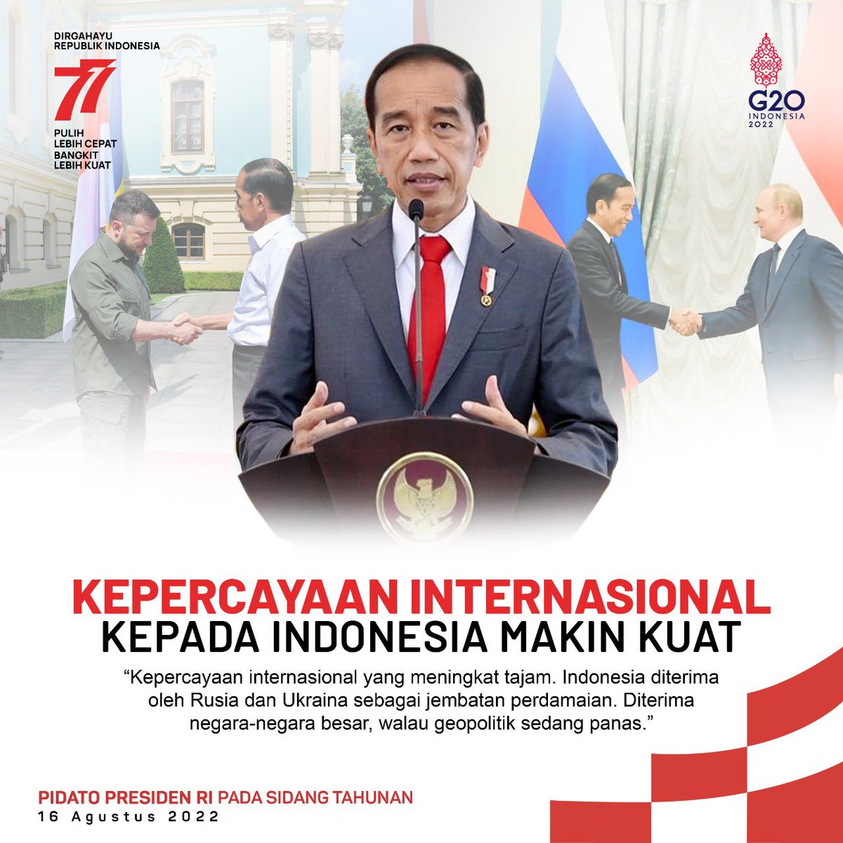 Wan_s79's tweet photo. Kepercayaan Internasional kepada indonesia makin kuat

#PidatoPresiden2022 #pulihlebihcepat
#PidatoPresiden2022 #bangkitlebihkuat https://t.co/sB3cOsZeac