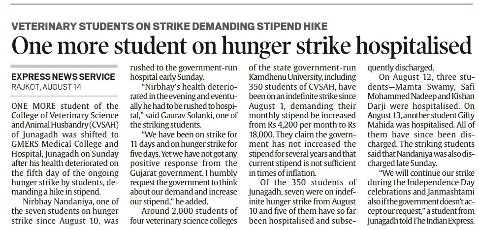 This is not only about Money but is also about a Right
#Increase_Guj_Vet_Stipend 
#guj_veterinary_students_on_strike 
<a href="/ArvindKejriwal/">Arvind Kejriwal</a> <a href="/narendramodi/">Narendra Modi</a>
<a href="/PMOIndia/">PMO India</a> <a href="/Gopal_Italia/">Gopal Italia</a> <a href="/Isudan_Gadhvi/">Isudan Gadhvi</a>
<a href="/CMOGuj/">CMO Gujarat</a> <a href="/RaghavjiPatel/">Raghavji Patel</a> <a href="/KanuDesai180/">Kanu Desai</a> <a href="/CRPaatil/">C R Paatil</a> <a href="/ndtv/">NDTV</a> <a href="/tv9gujarati/">Tv9 Gujarati</a> <a href="/VtvGujarati/">VTV Gujarati News and Beyond</a> <a href="/IndianExpress/">The Indian Express</a>