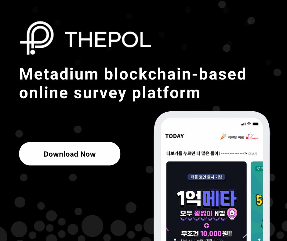 MetadiumK's tweet photo. 🧐Did you know #Metadium powers a secure online #survey platform?
#THEPOL provides reliable #information for researchers and enterprises.

Want to get some #META? 
✅ Download the app
✅ Participate in the surveys 
✅ Earn META! https://t.co/Yv0hvodUOS