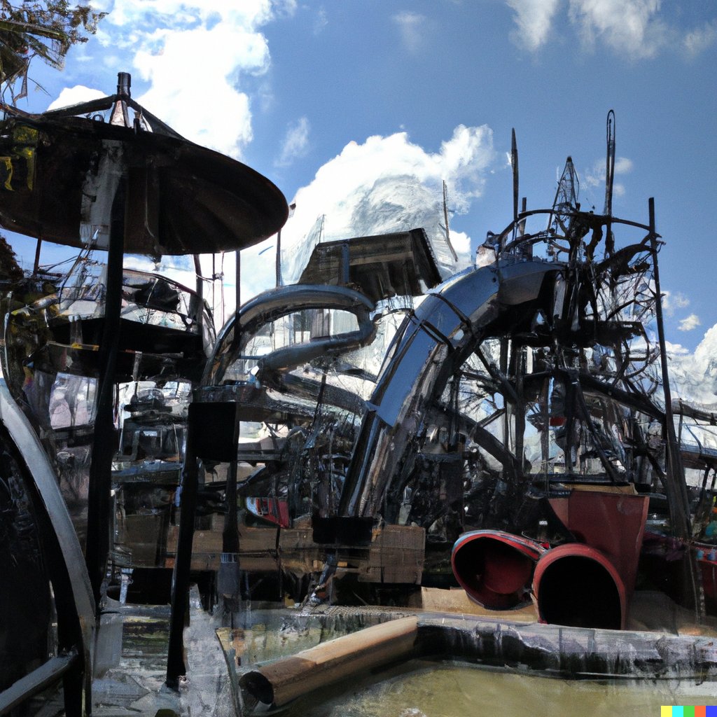 stanimirovb's tweet image. So, I have #dalle2 access now. This is a heavy metal themed waterpark