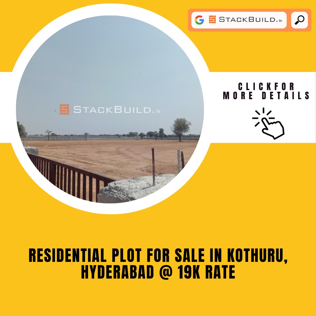 stackbuildindia's tweet photo. RESIDENTIAL PLOT FOR SALE IN KOTHURU, HYDERABAD @ 19K Rate
https://t.co/IntOJjo0pH
#RealEstate #FarmLands #Hyderabad #Gachibowli #Kothuru #LowInvestments #HighReturns #IndividualLands #Farming #SecuredLife #stackbuild #TopClassAmenities #GatedCommunity #Amenities #WaterSupply https://t.co/VQtVCL1ZBM