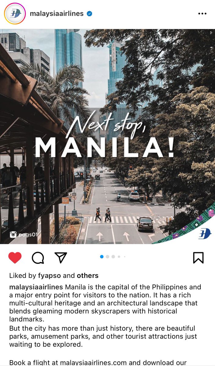 Pogs001's tweet photo. Yay! ๐ My picture got featured at @MAS Instagram and Facebook accounts. ๐ต๐ญ๐ฒ๐พ
#MalaysianAirlines #MH #MAS #MalaysiaTrulyAsia #PogsWanders #PogsPhotography #Manila #Travelgram #ItsMoreFunInThePhilippines https://t.co/G3Ui1kI1eo