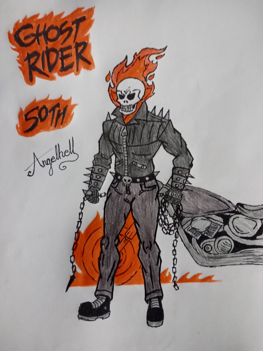 Angellhell666's tweet photo. Desconozco la fecha pero el mes de Agosto de 1972 salio por primera vez Ghost Rider en Marvel Spotlight n·5.
#GhostRider #jhonnyblaze #ghostriders #Marvel #marvelcomics #marvelknight #comics #50años #50anniversary #marvelspotligth #fanart #drawing #draw #dibujo https://t.co/RapeUWntHF