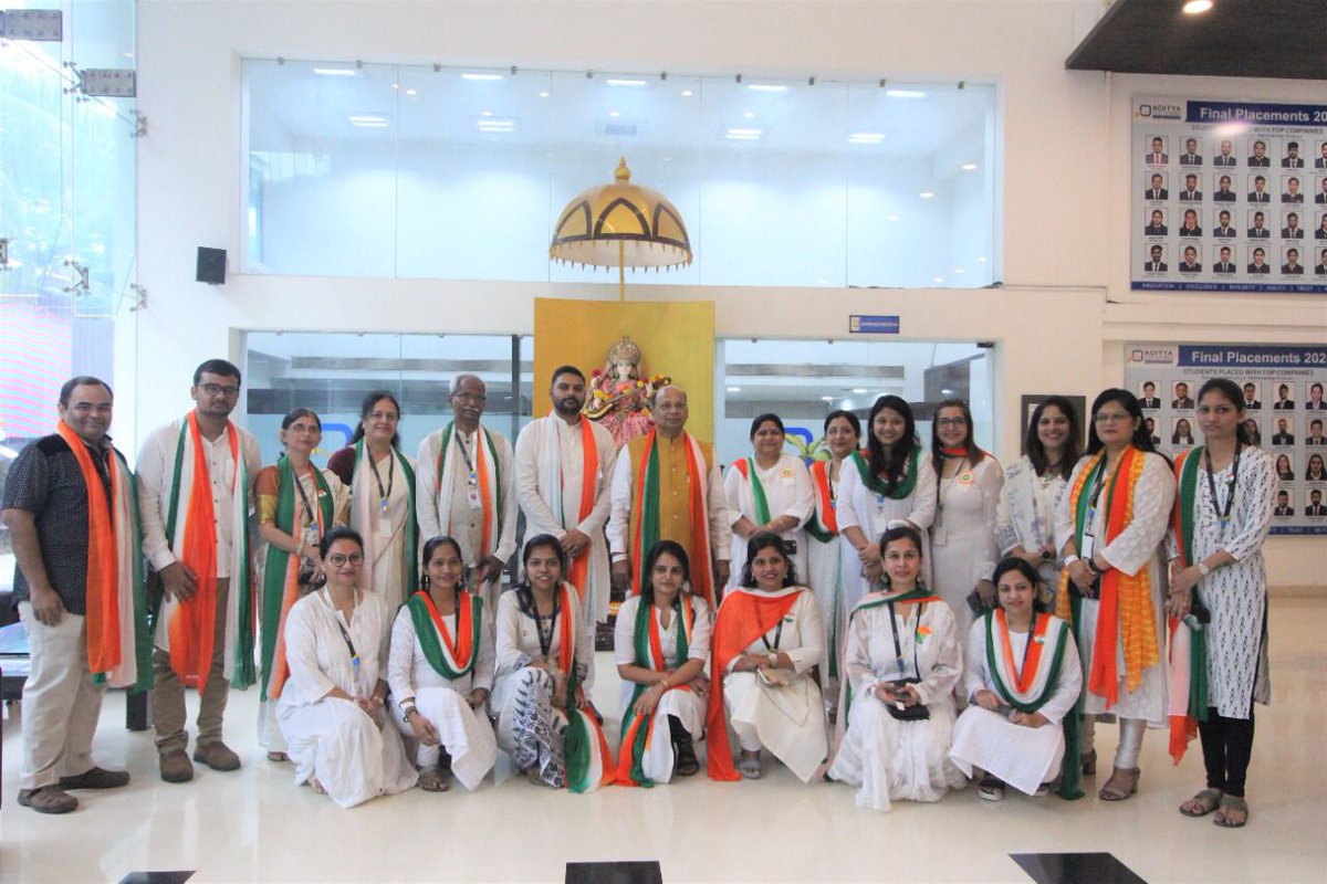 AIMSRMumbai's tweet photo. Celebrations of 75 years of Indian Independence with full zeal and enthusiasm at Aditya Education Campus.  Jai Hind!!

#independenceday2022 #azadikaamritmahotsav2022 #ncc #flaghoisting #nationalflag #HarGharTiranga https://t.co/X5qvkmW2XJ