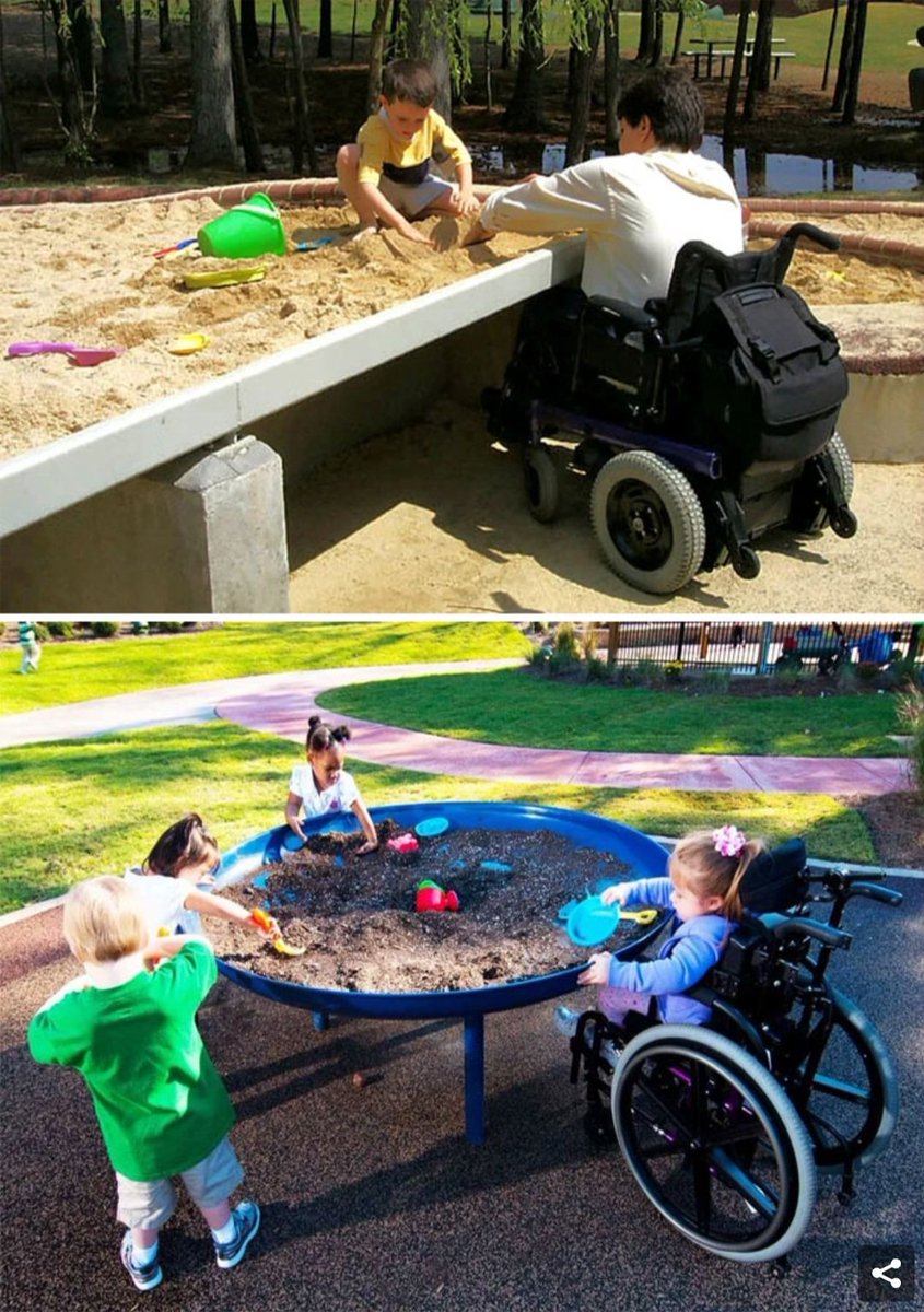 Ootko nähnyt esteettömiä hiekkalaatikoita? Tämähän on mahtava - monella tapaa.🤩 Parasta pyörätuolilla pääsy!

Ryhdikäs pystyasento hyväksi kropalle, seisoit tai istuit. Bonuksena: ei hiekkaa joka vaatteen sisäpuolella. #esteettömyys #saavutettavuus #Suomi boredpanda.com/friendly-archi…
