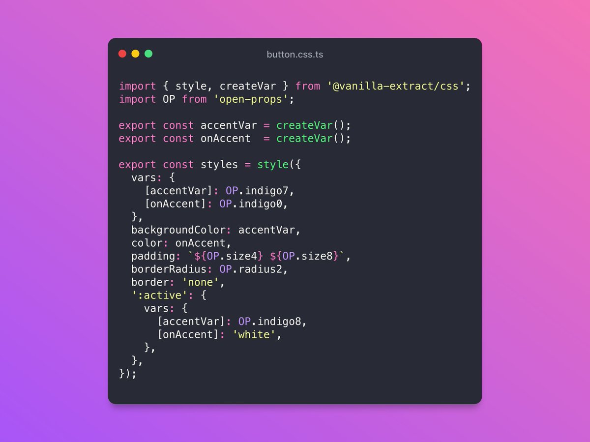 argyleink's tweet image. React + Vanilla Extract + Open Props

a starter on @stackblitz for ya stackblitz.com/edit/react-van…
✅ typed style dx
✅ scoped output
✅ props for consistency