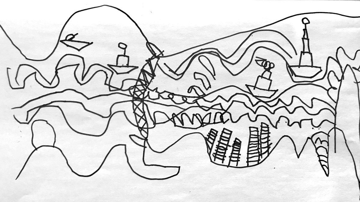 Sydney Harbour
- by student, aged 4
(Mapping, spatial reasoning &amp; symbolic exploration.)
I am starting my collection from this artist!

#pypchat #ibpyp <a href="/ibpyp/">IB PYP</a> #earlyyears #elemchat #earlyeducation