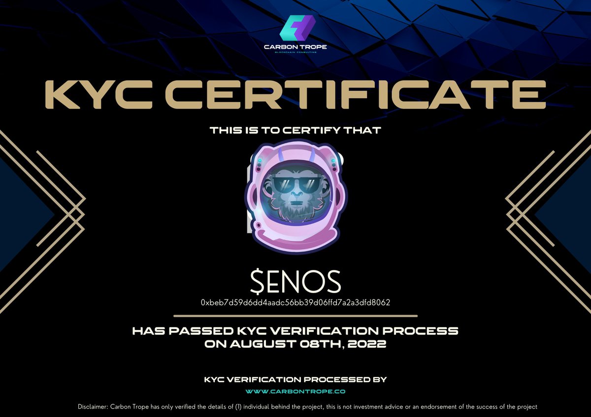 CarbonTrope's tweet photo. KYC ANNOUNCEMENT 🔥

✨ We are happy to announce that we have successfully completed project #KYC from @CarbonTrope

✅ KYC: https://t.co/rQEtOCnOph 

@enoserc $ENOS has just launched on @CopperPlatform https://t.co/E7agoiDCIf
