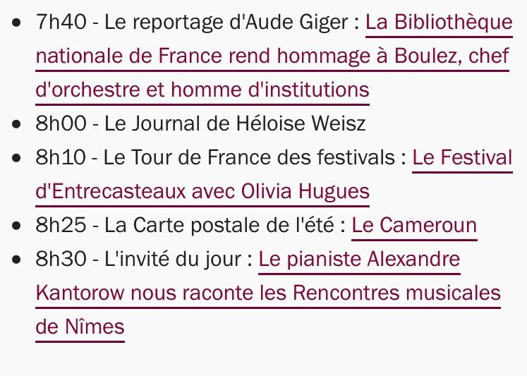 Au programme de #MusiqueMatin avec <a href="/oliveiraguyon/">Gabrielle Oliveira Guyon</a> 📻🎵🌞
Avec <a href="/AudeGiger/">Aude GIGER</a>, @HeloWeisz et Alexandre Kantorow.
👉 l.francemusique.fr/PG