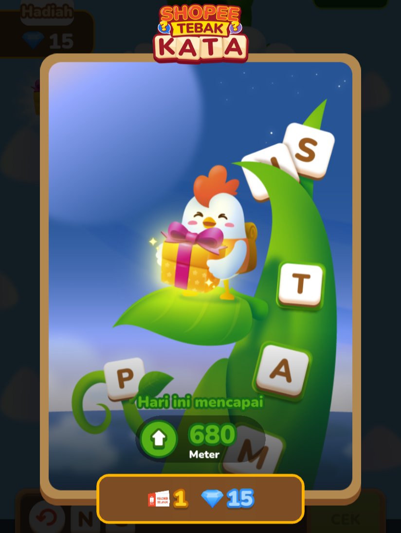 Ayo, dapetin Hadiah Spesial 17an dengan susun kata di Mode Tantangan Harian terbaru sekarang! shopee.co.id/TebakKata?