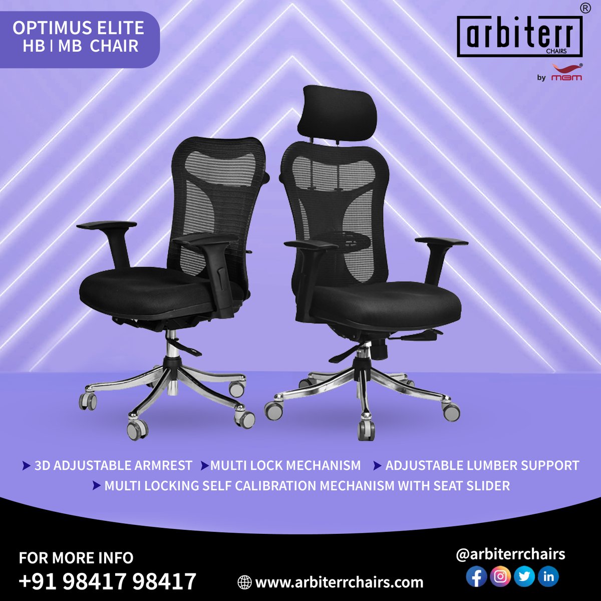 ChairsArbiterr's tweet photo. OPTIMUS ELITE CHAIR..!
➡️ Size options HB / MB
➡️ Multi-functional
➡️ Stylish look
For bulk order: +91 98417 98417 
Visit : https://t.co/EYnACiddN5
Whatsapp chat: https://t.co/8slIX7qYQ1

#ARBITERR #ARBITERRCHAIRS #Doctorchair #Directorchair #Comfortablechair #Luxurychair https://t.co/ogQdPsDjAR