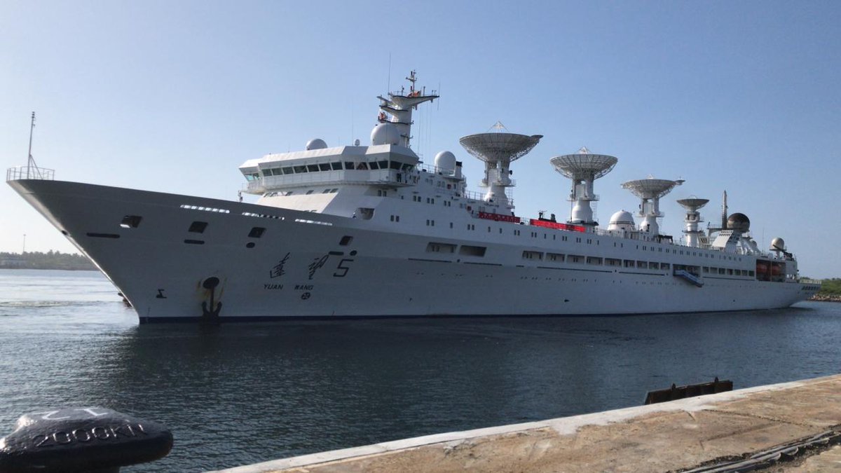 SelvaLoges's tweet photo. The #Chinese “spy ship” Yuan Wang 5 docks at the #Hambantota Port 
#srilanka #indianocean #MaritimeSecurity https://t.co/nNadG4ANVL